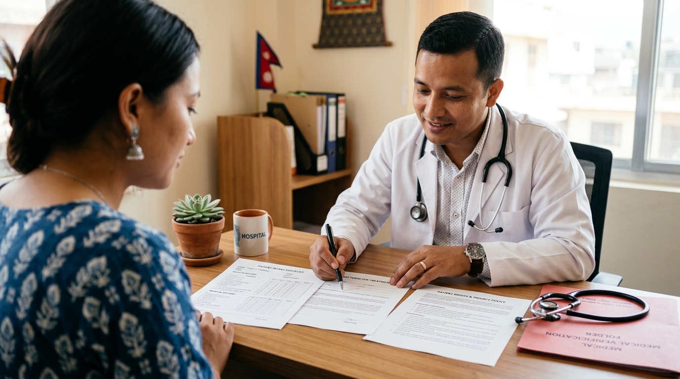 Dr. Rajesh Prasad Shah at Khushi Abortion Center Nepal - Documents & Consent for Safe Abortion